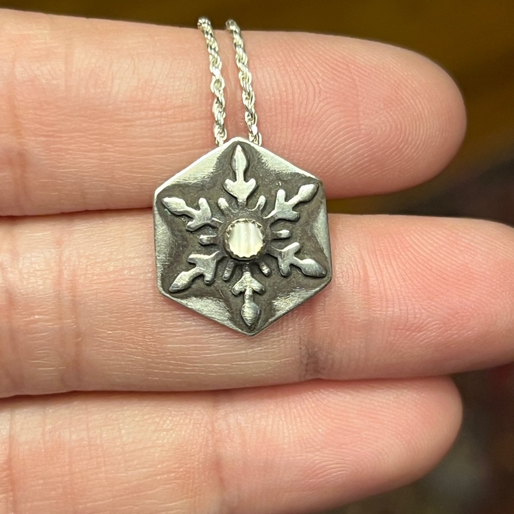 Snowflake Pendant with White Moonstone Sterling Silver pendant